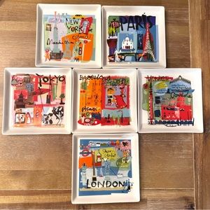 Crate & Barrel 6 Tapas Appetizer Plates World International Cities